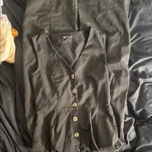 SHEIN Black Fitted Jumpsuit with Notched Collar